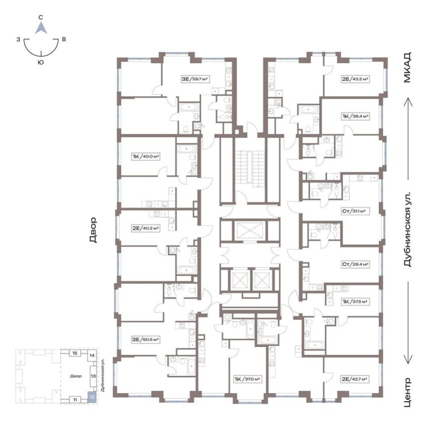 План этажа — Студия-квартира, 28.4 м²
