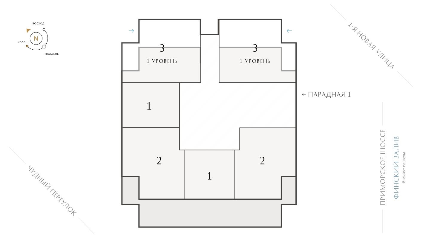 План этажа — 2к. квартира, 75.1 м²