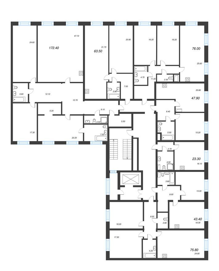 План этажа — Студия-квартира, 23.3 м²