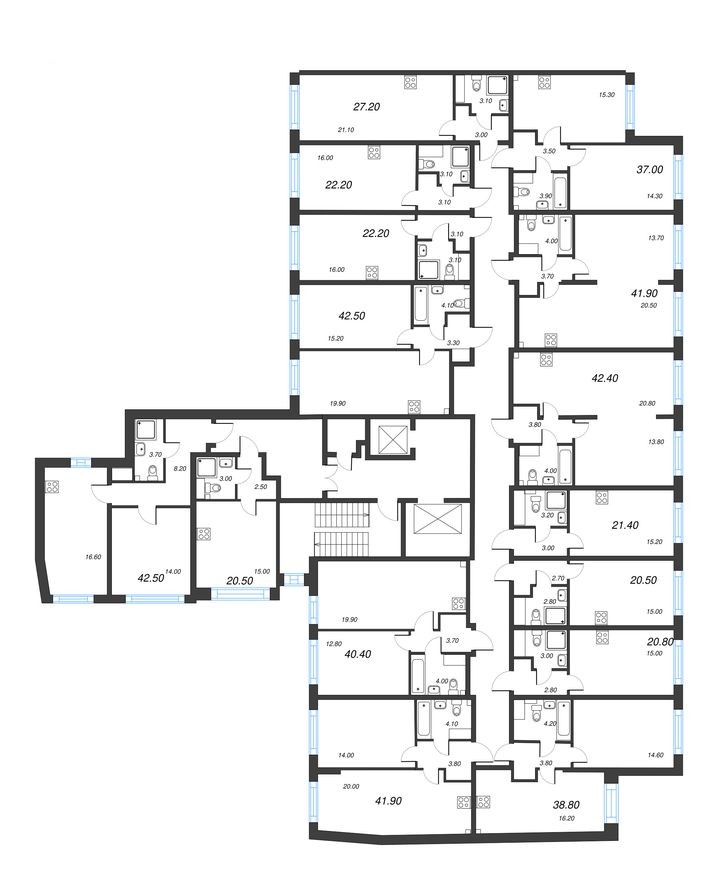 План этажа — Студия-квартира, 22.2 м²