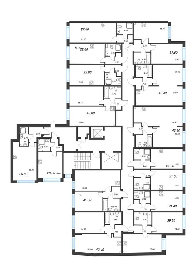 План этажа — Студия-квартира, 22.6 м²
