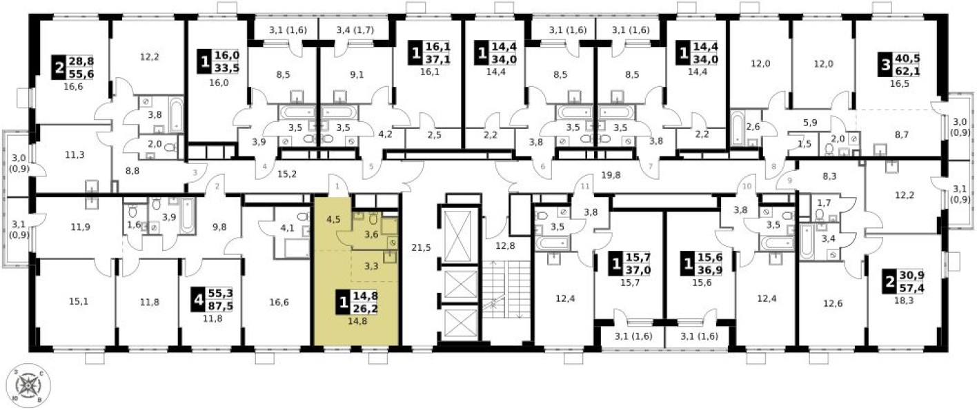 План этажа — Студия-квартира, 26.2 м²