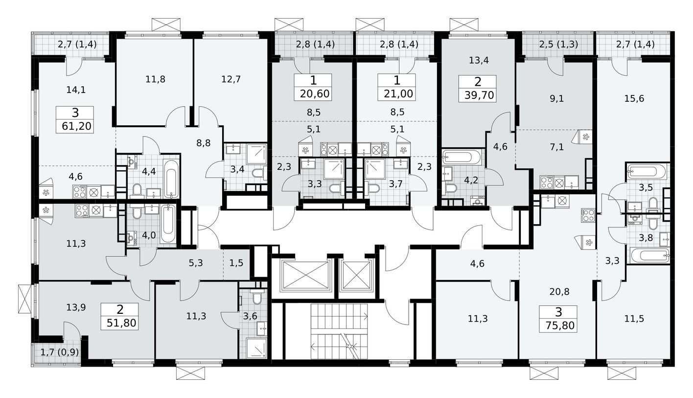 План этажа — Студия-квартира, 20.4 м²