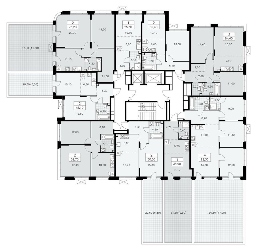 План этажа — Студия-квартира, 34.9 м²