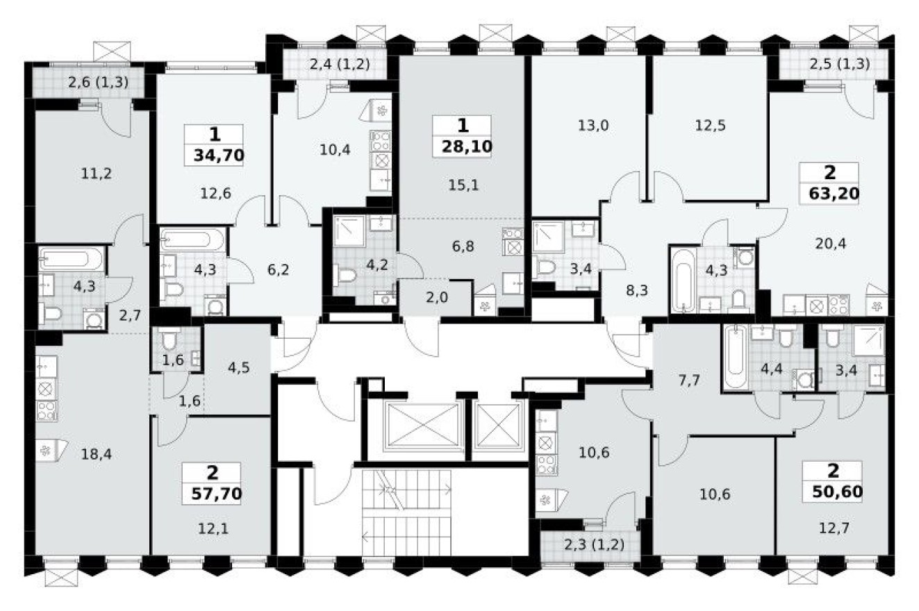 План этажа — Студия-квартира, 28.1 м²