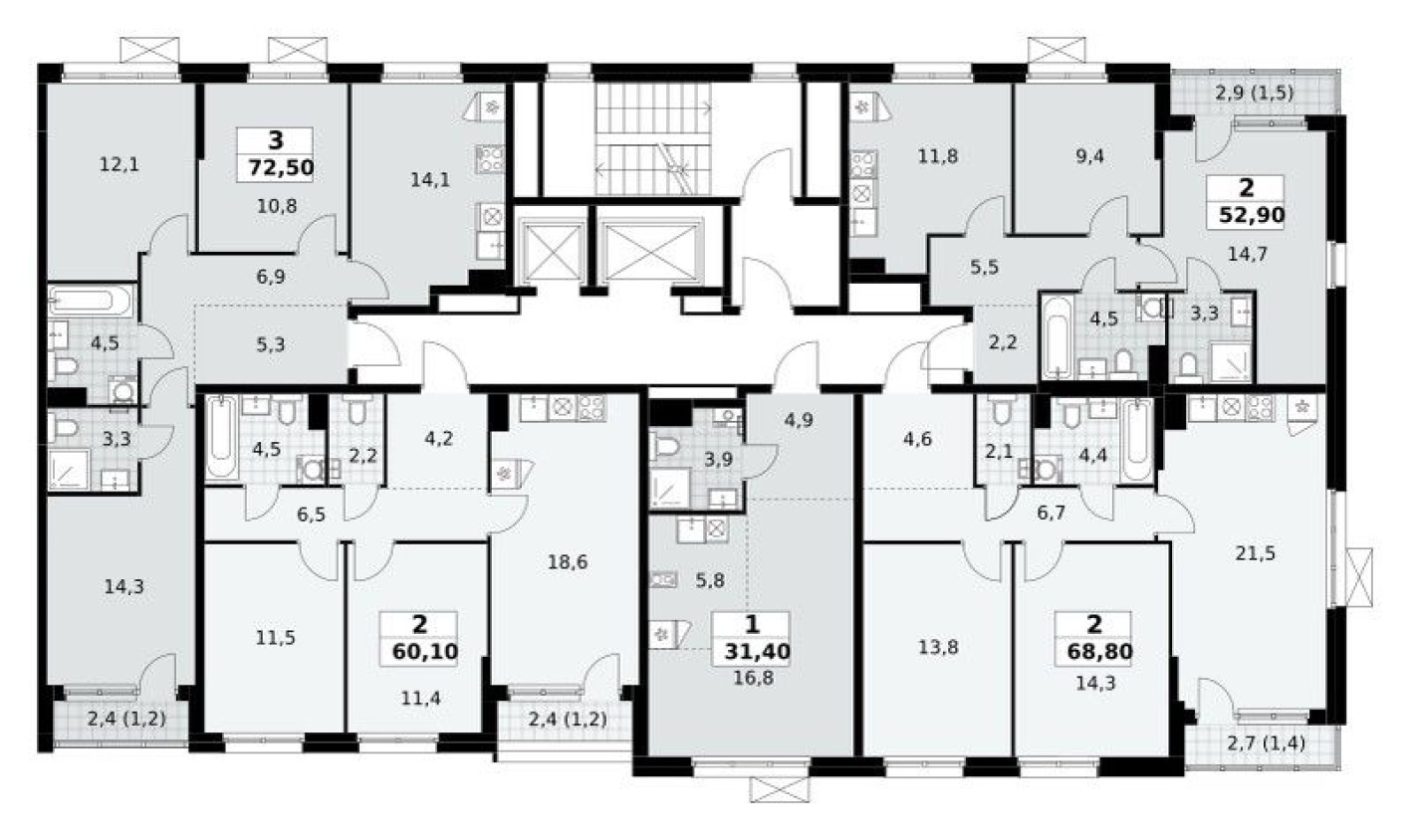План этажа — Студия-квартира, 31.4 м²