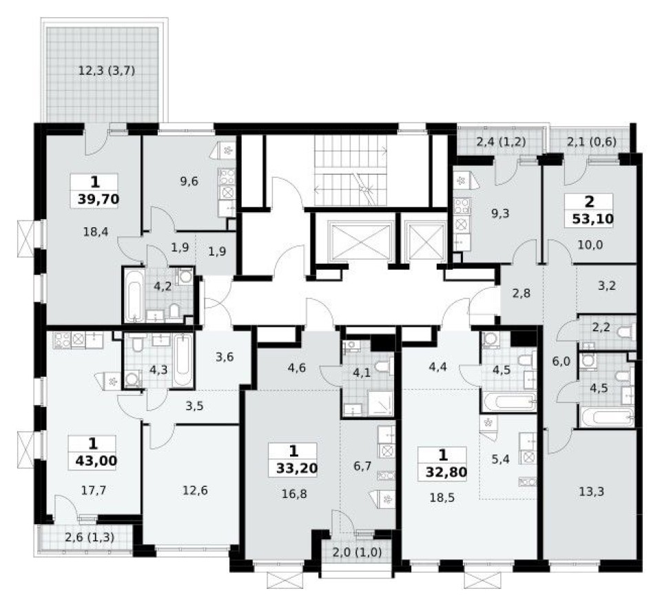 План этажа — Студия-квартира, 32.8 м²