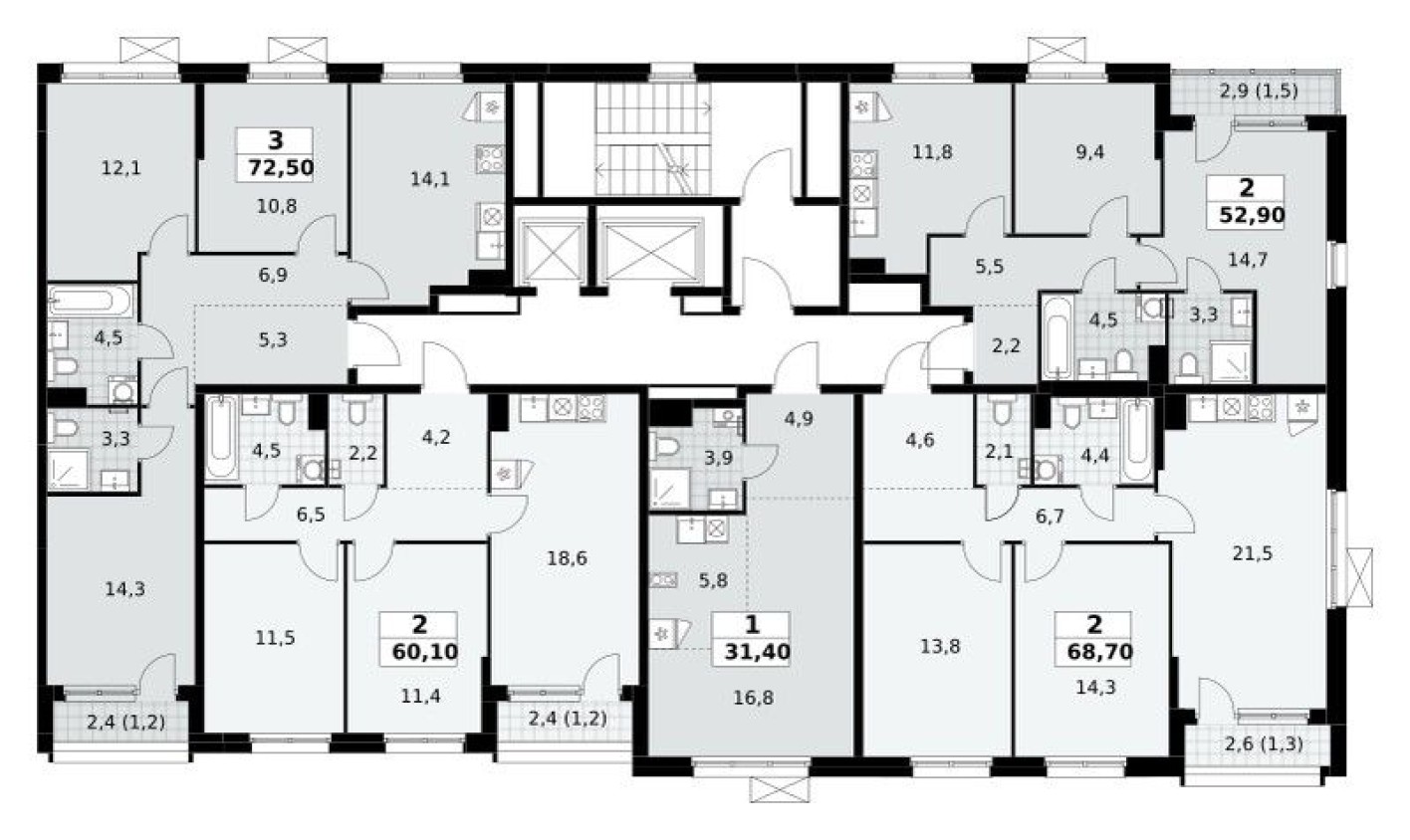 План этажа — Студия-квартира, 31.4 м²