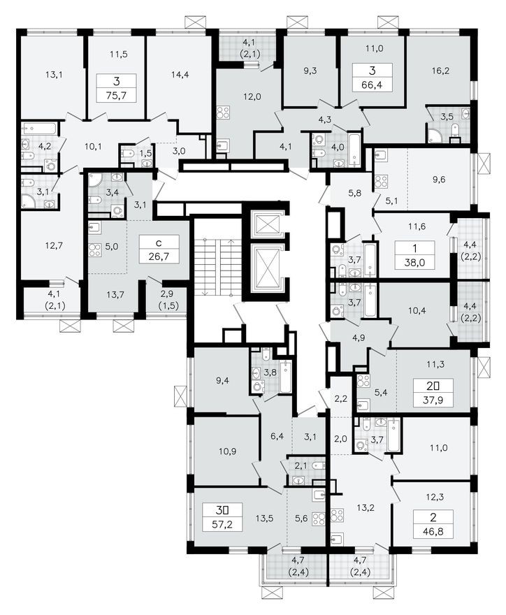План этажа — Студия-квартира, 26.7 м²