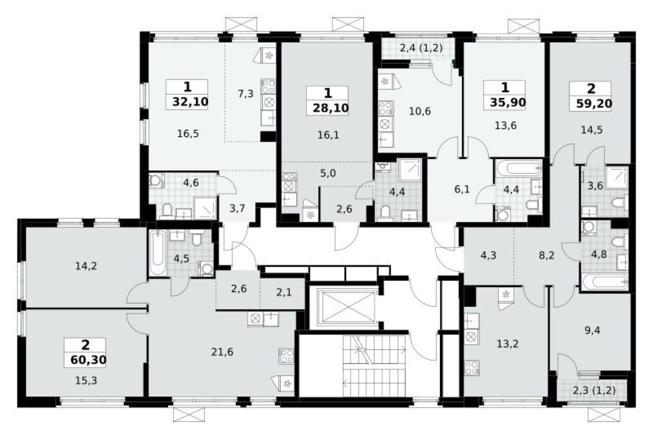 План этажа — Студия-квартира, 28.1 м²