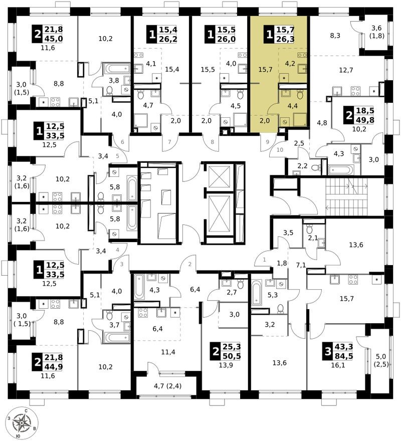 План этажа — Студия-квартира, 26.3 м²