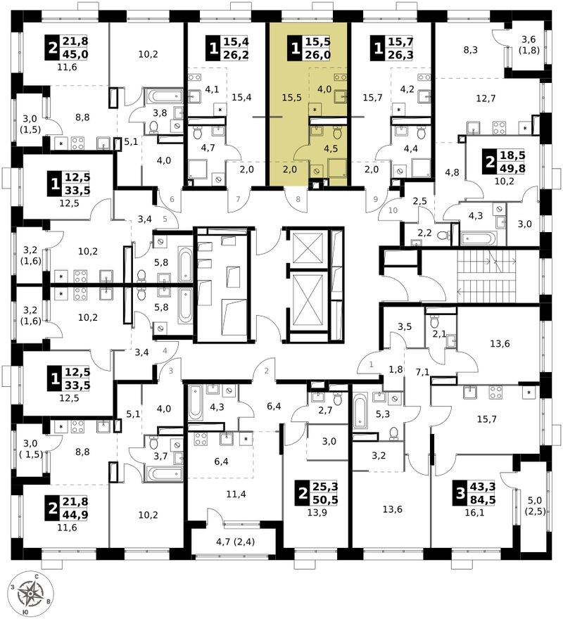 План этажа — Студия-квартира, 26.0 м²