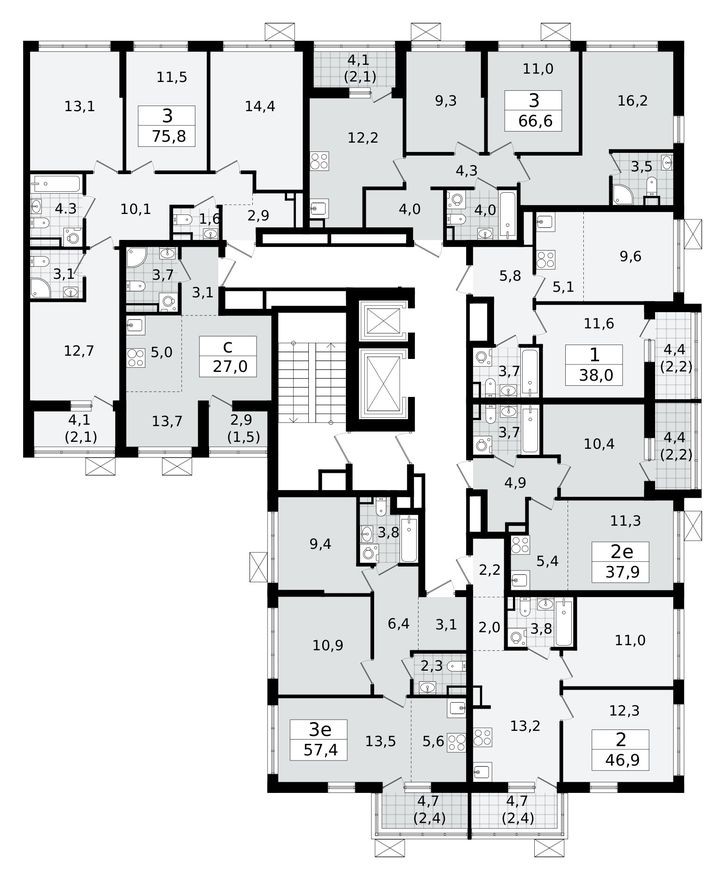 План этажа — Студия-квартира, 26.9 м²