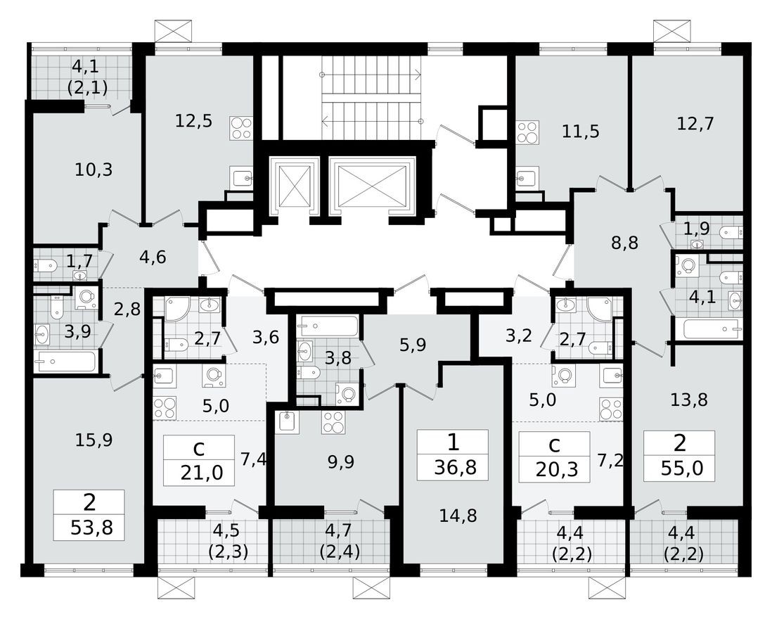 План этажа — Студия-квартира, 20.6 м²
