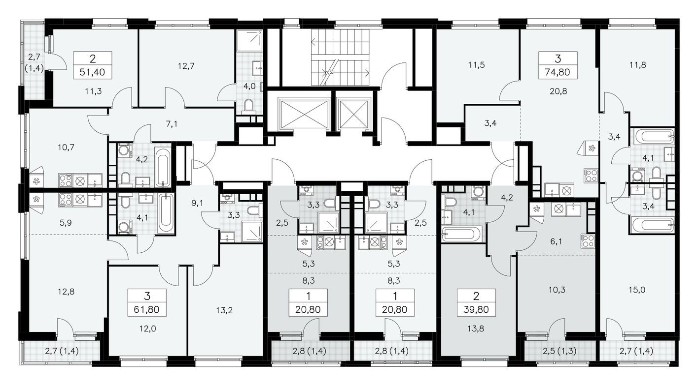 План этажа — Студия-квартира, 20.8 м²