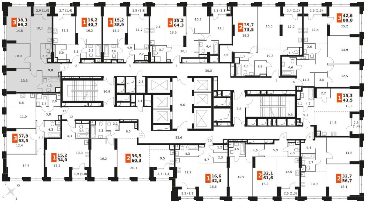 План этажа — Кладовая на этаже, 1.3 м²