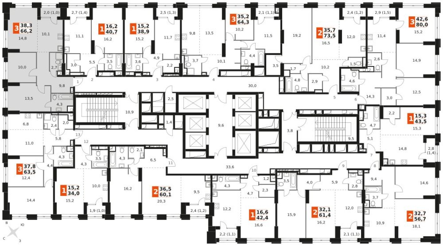 План этажа — Кладовая на этаже, 1.3 м²