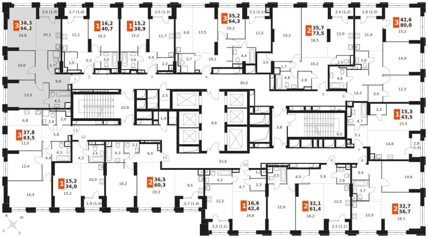 План этажа — Кладовая на этаже, 1.3 м²