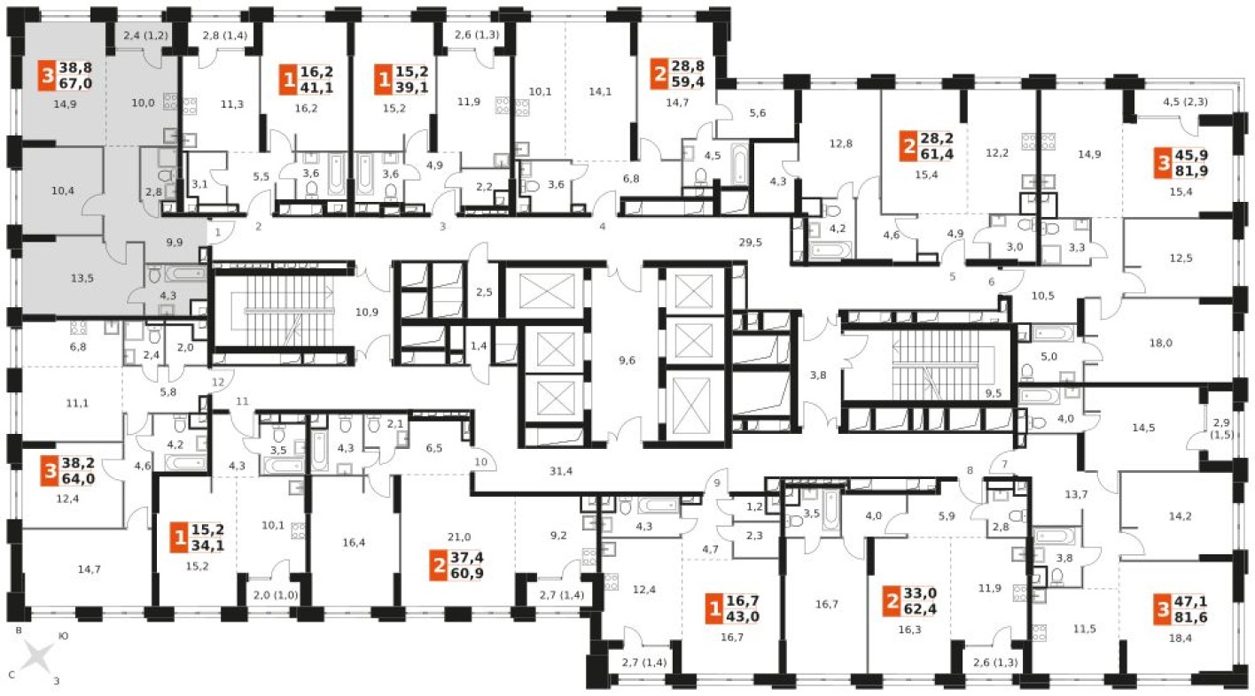 План этажа — Кладовая на этаже, 1.3 м²