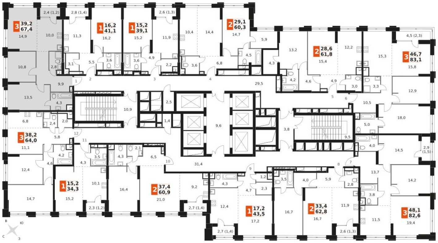 План этажа — Кладовая на этаже, 1.3 м²