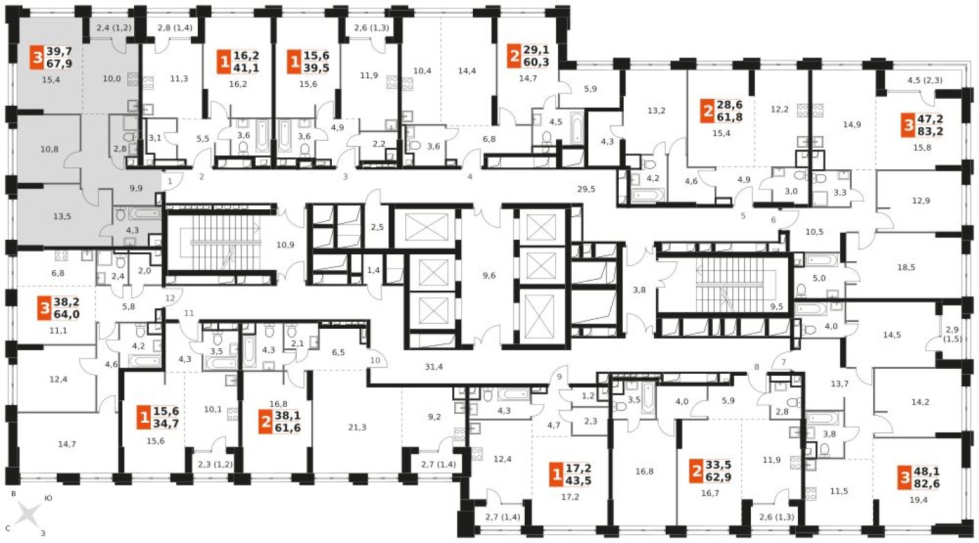 План этажа — Кладовая на этаже, 1.3 м²