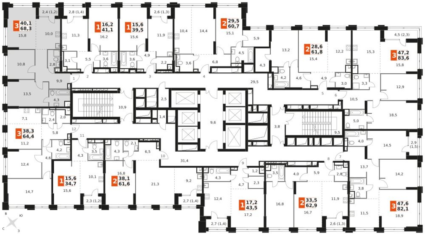 План этажа — Кладовая на этаже, 1.3 м²