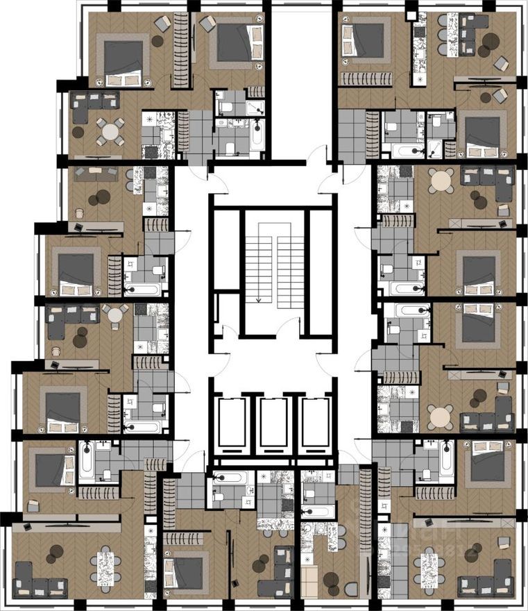 План этажа — 1к. квартира, 31.0 м²