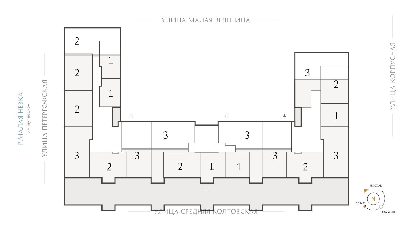 План этажа — 1к. квартира, 45.6 м²