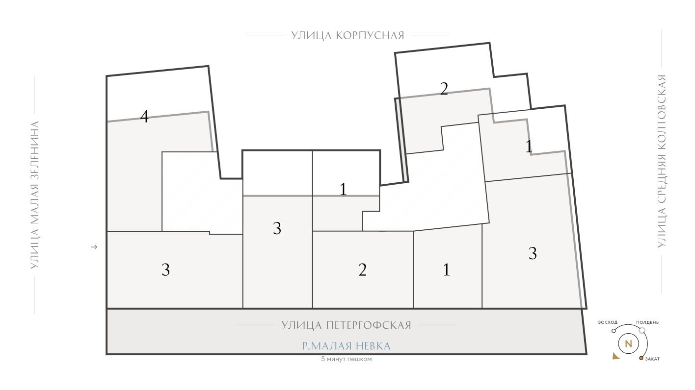 План этажа — 1к. квартира, 52.2 м²