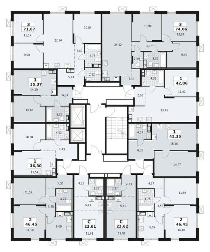 План этажа — Студия-квартира, 23.6 м²