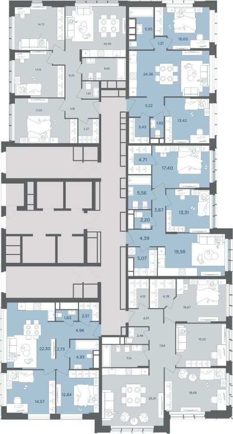 План этажа — 3к. квартира, 89.6 м²