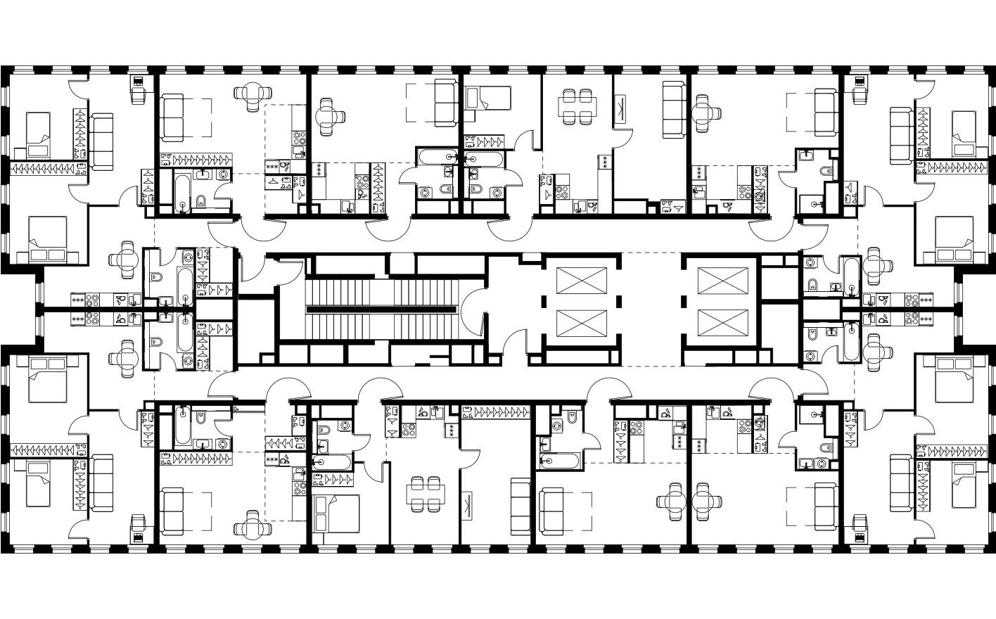 План этажа — 1к. квартира, 34.7 м²