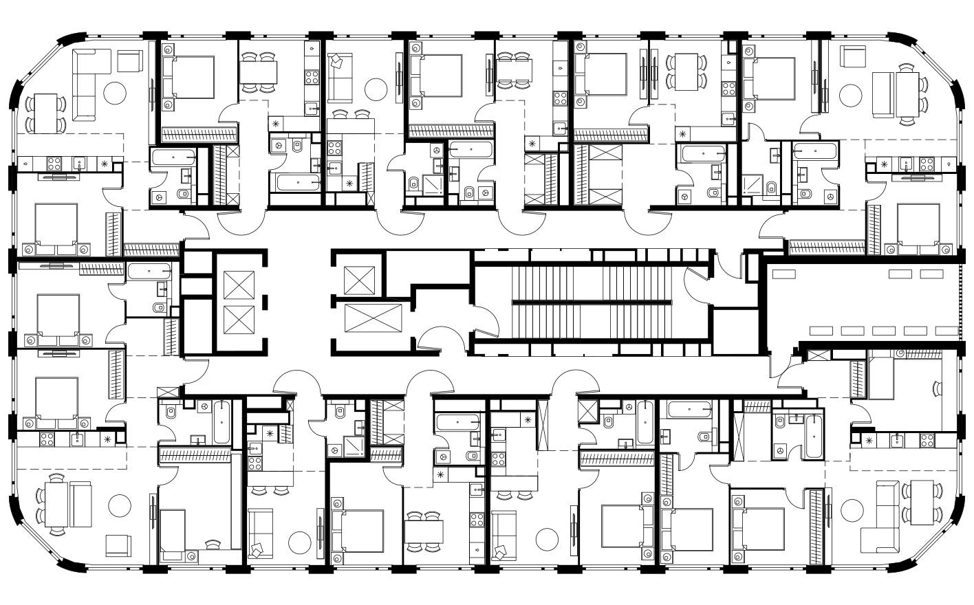 План этажа — 1к. квартира, 40.4 м²