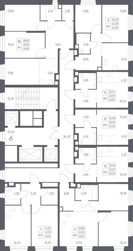 План этажа — Студия-квартира, 23.6 м²