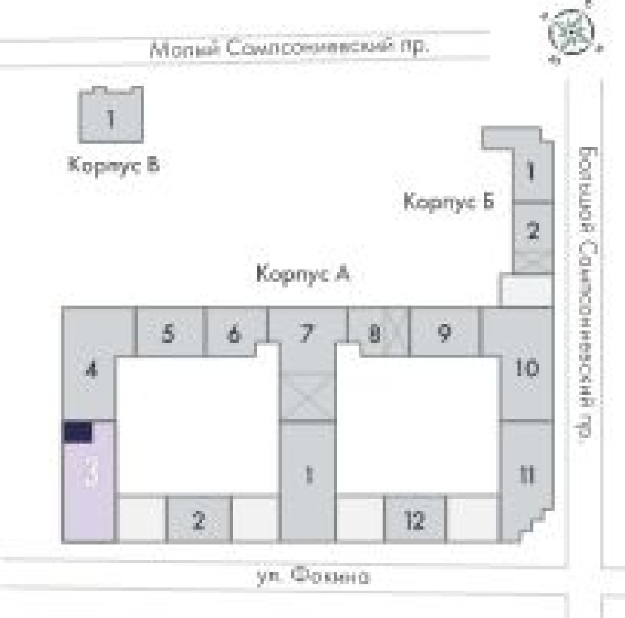 План этажа — 1к. квартира, 51.7 м²