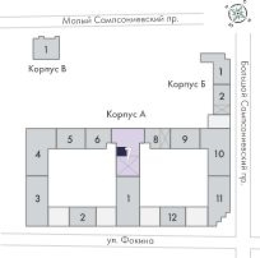 План этажа — 1к. квартира, 42.5 м²