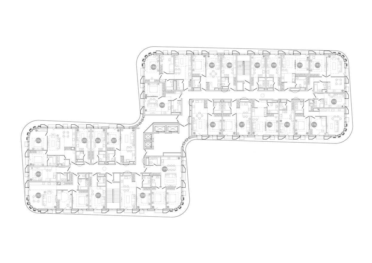 План этажа — 1к. квартира, 43.5 м²