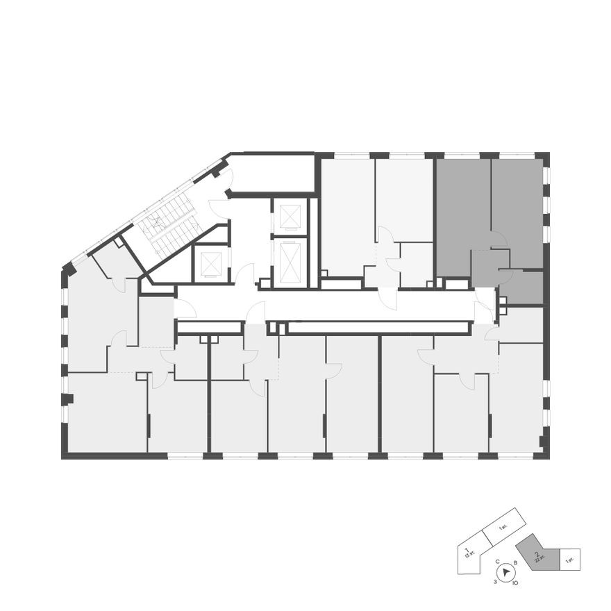 План этажа — 1к. квартира, 41.8 м²