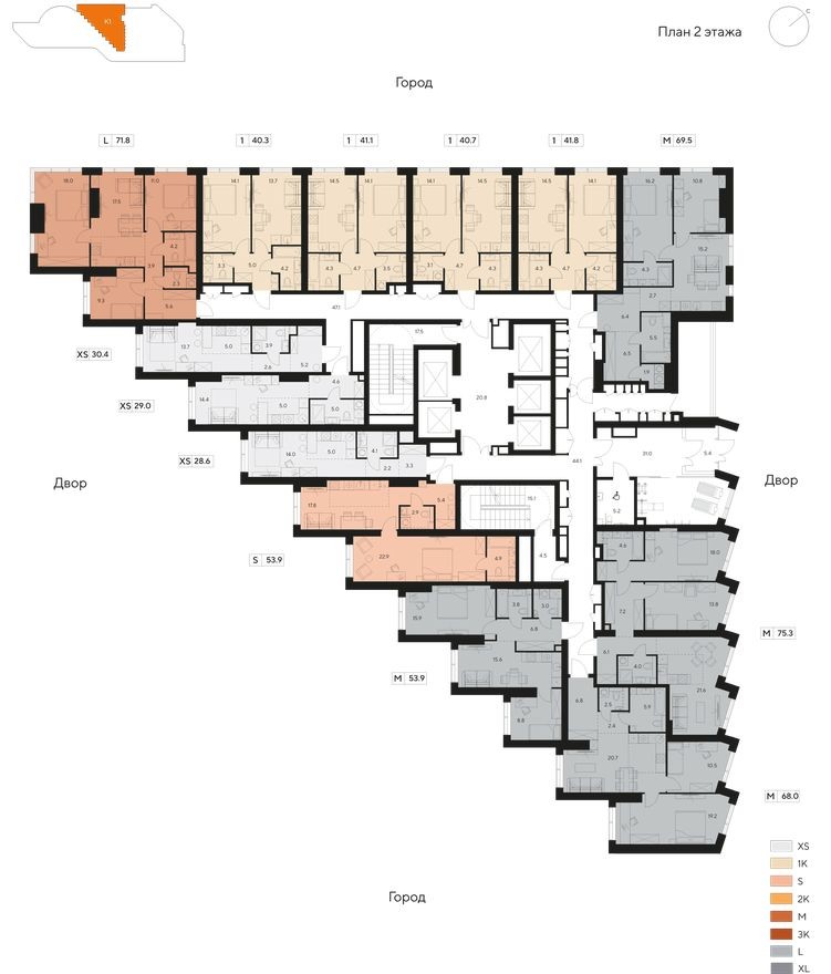 План этажа — Студия-квартира, 29.0 м²
