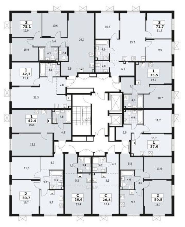 План этажа — Студия-квартира, 26.8 м²