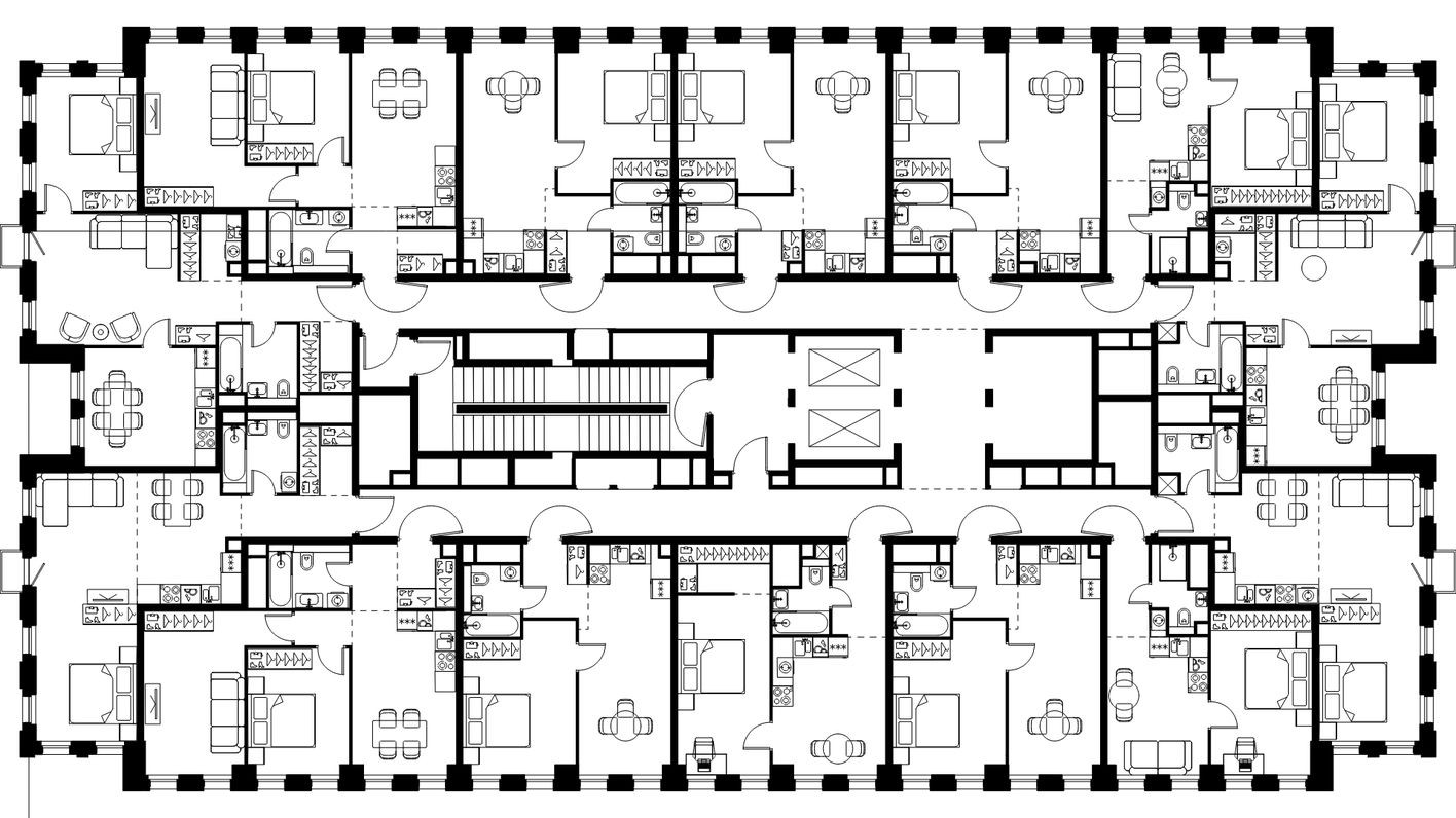 План этажа — 1к. квартира, 39.8 м²