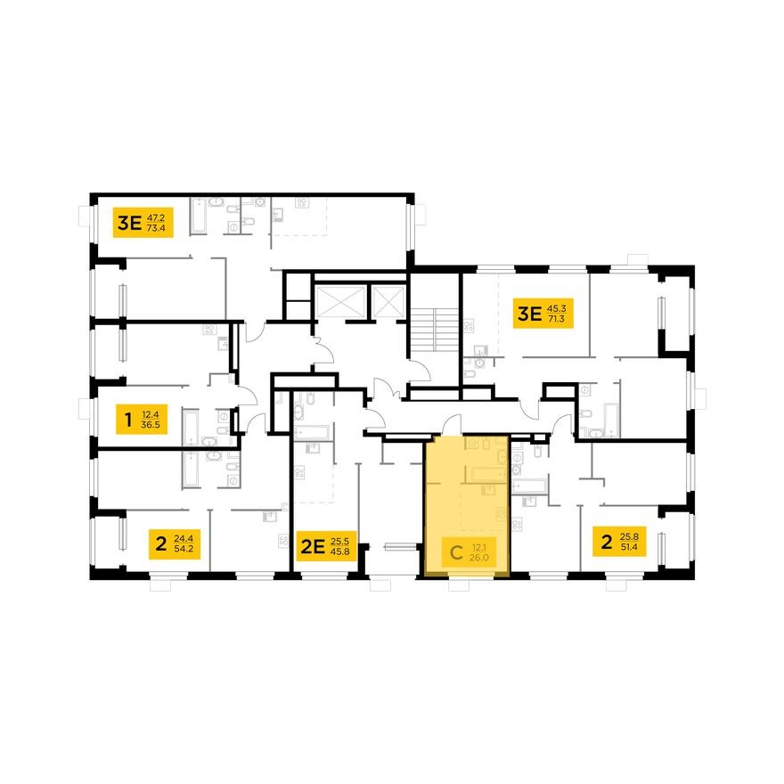 План этажа — Студия-квартира, 26.1 м²