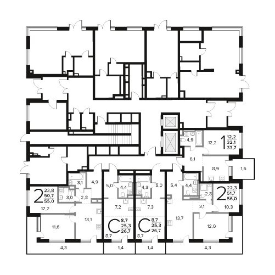 План этажа — Студия-квартира, 26.7 м²