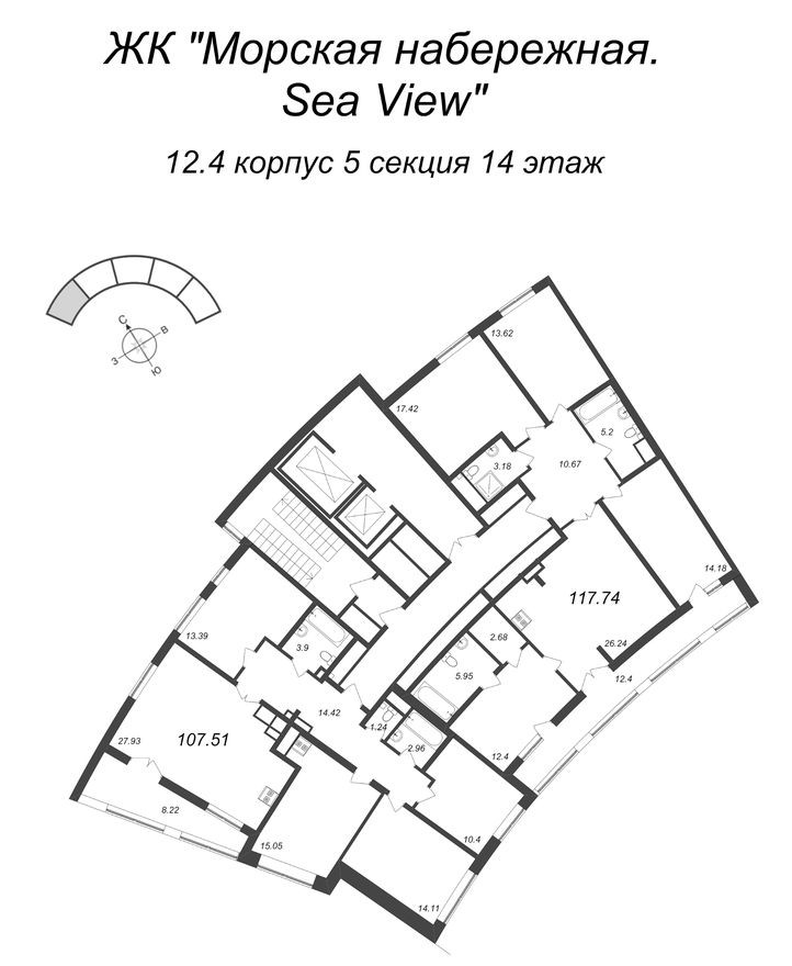 План этажа — 5е квартира, 108.5 м²