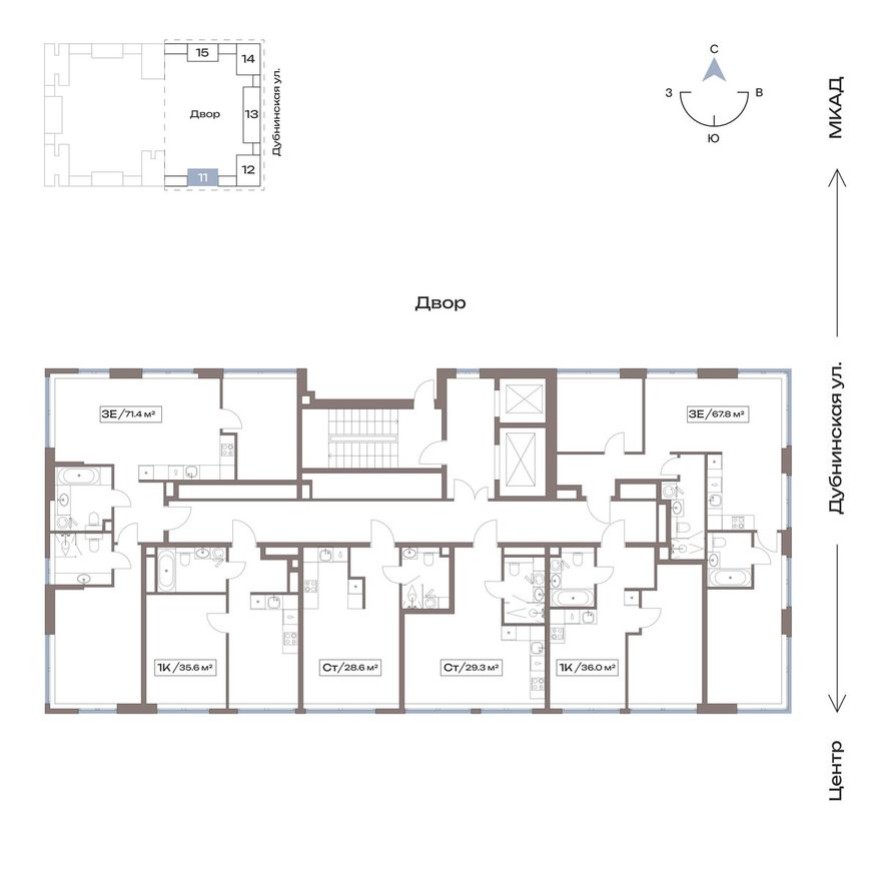 План этажа — Студия-квартира, 28.6 м²