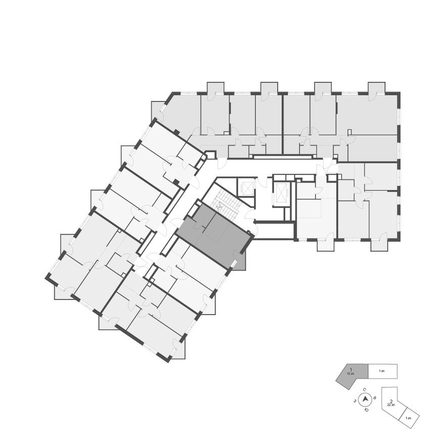 План этажа — 1к. квартира, 30.8 м²