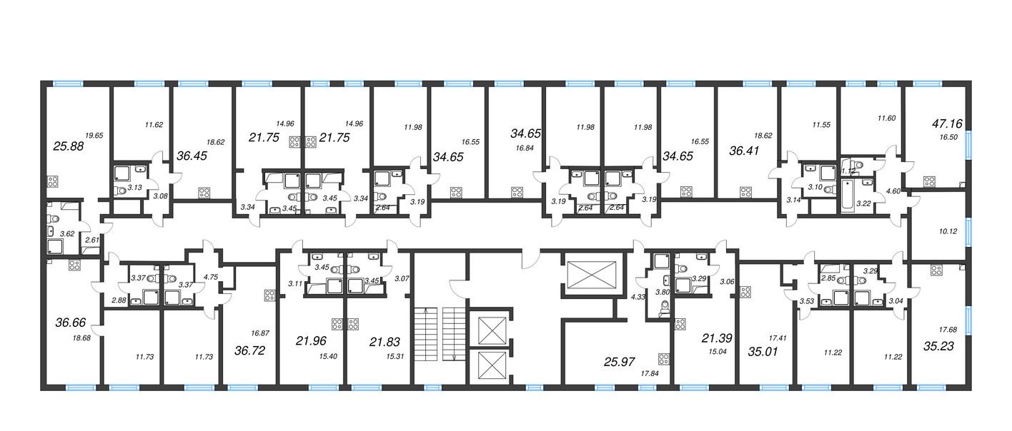 План этажа — Студия-квартира, 21.4 м²