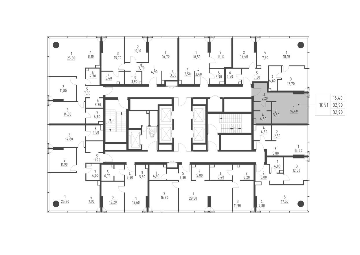 План этажа — Студия-квартира, 32.9 м²