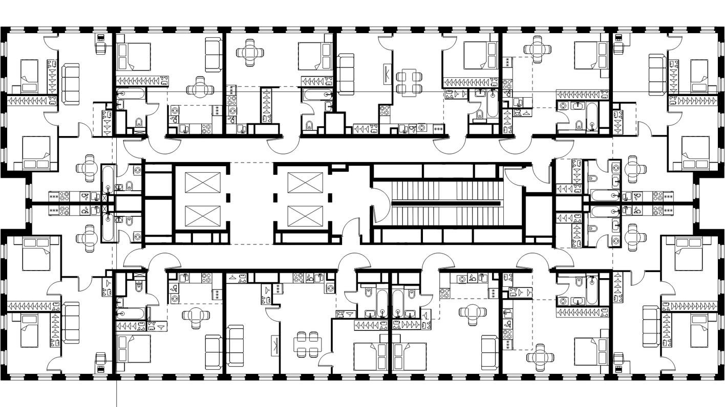 План этажа — 1к. квартира, 34.6 м²