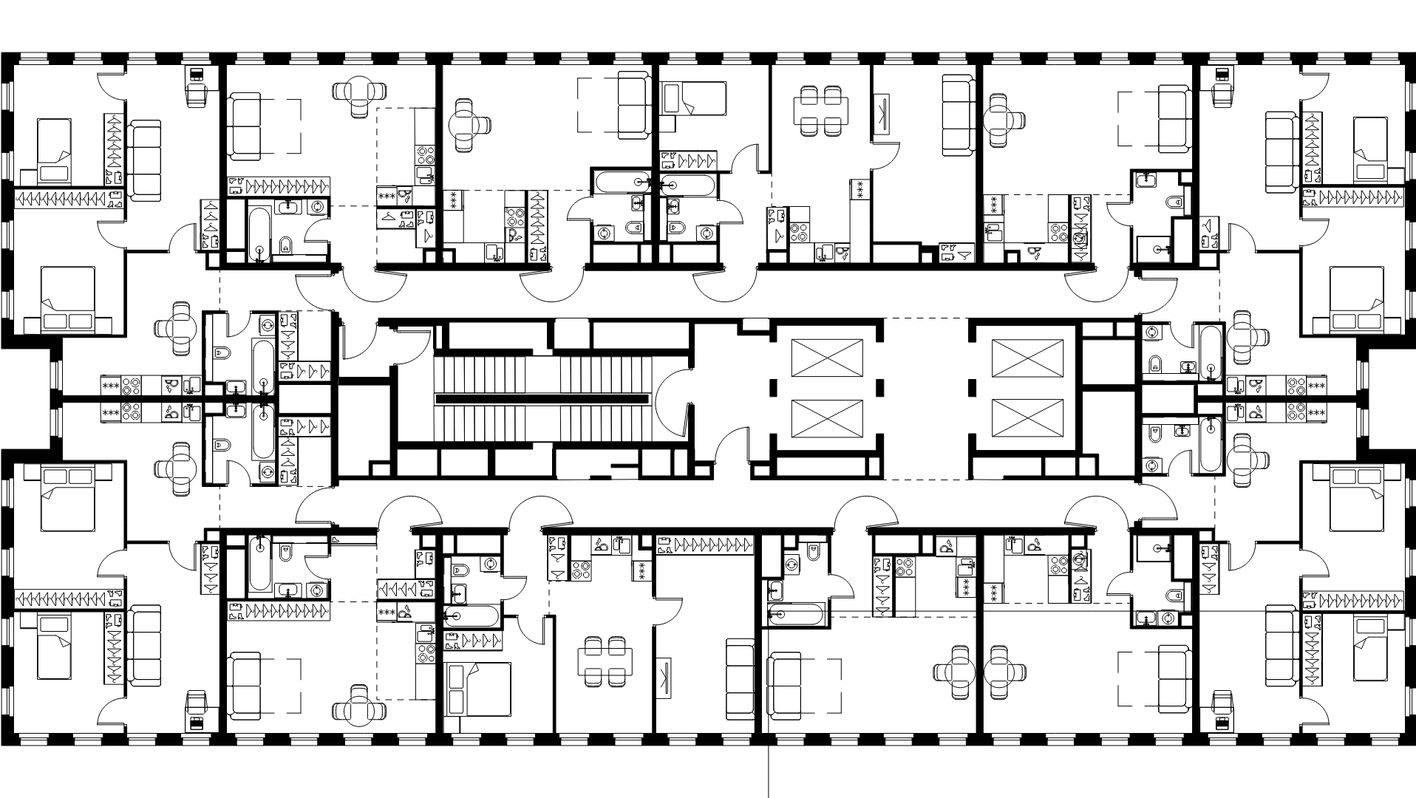 План этажа — 1к. квартира, 34.6 м²